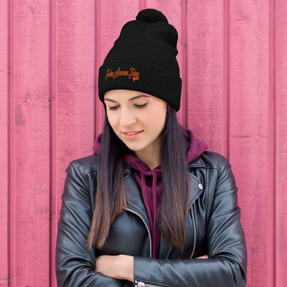 Feeling Awesome Today Pom-Pom Beanie